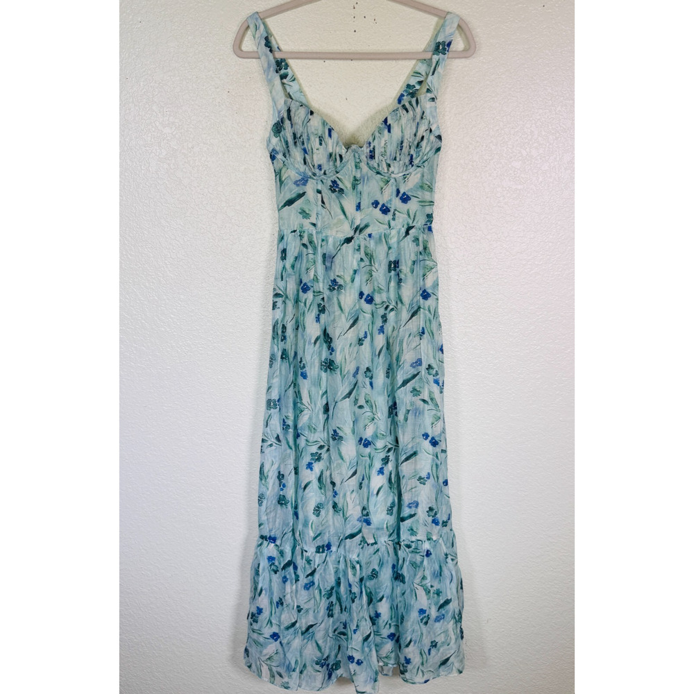 ASTR The Label Light Mint Blue Teal Floral Midi Dress